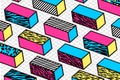 Trendy Memphis Isometric Pattern Vector