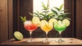 Tropical Lime Cocktail for National Tequila Day.AI Generated