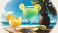 A Tropical Twist Vibrant Margarita Glass for National Tequila Day.AI Generated