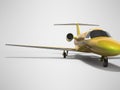 Concept turbocharged private plane 3D render on gray background with shadow