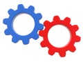 Concept of two colorful cogwheel