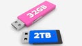 Concept of two various Flash Drives USB Memory Sticks.
