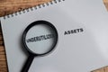 Concept of underutilized assets write on book isolated on Wooden Table Royalty Free Stock Photo