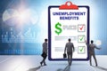 Concept with unemployment benefit form application