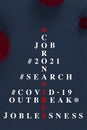 Concept - Unemployment and other social and economic problems after the pandemic of the coronavirus Covid-19. Crossword in the