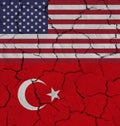 Concept of United States of America and Turkey trade war.