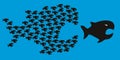 Symbol of the union is strength with small fish in pursuit of a big Royalty Free Stock Photo