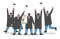 Concept Of University Courses And Graduation. Students Celebrate The End Of Academy Training