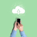 Concept of uploading data from phone to cloud service