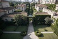 Urban Oasis Breathtaking Aerial View of Lush Rooftop Terrace Gardens.AI Generated