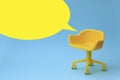 Concept of vacant chair. Yellow stool on blue clean background. Photo in minimal style Royalty Free Stock Photo