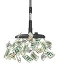 Concept with vacuum cleaner sucking money
