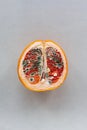 The concept of vaginal disease: venereal diseases, Vaginal yeast infection, Syphilis. Orange with mold on gray background