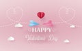 Concept of valentine day with paper plane.