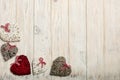 Concept Of Valentine's Day. Wicker hearts on wooden background w