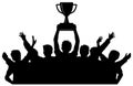 Champion Trophy winners celebrating silhouette Royalty Free Stock Photo