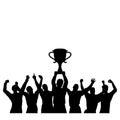 Champion Winning Trophy celebrating silhouette Royalty Free Stock Photo