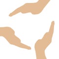 Concept vector graphic- human hand icons signs as circle or ring.