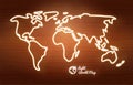 Concept vector neon world map. Royalty Free Stock Photo