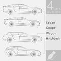 Concept Vehicle Silhouette. Variants of Car Body Vector Outlines Royalty Free Stock Photo