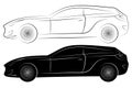 Concept Vehicle Silhouette. Vector Car Outlines Royalty Free Stock Photo