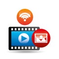 Concept video play strip film image and internet connected design Royalty Free Stock Photo