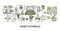 Concept of Video Tutorials, modern flat line design vector illustration