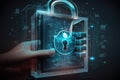 Concept view of cyber security privacy and data storage protection. Generative AI Royalty Free Stock Photo