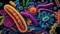 The concept of viruses and bacteria in close-up under the microscope Royalty Free Stock Photo