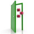 Concept of viruses near doors Royalty Free Stock Photo