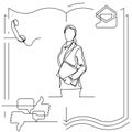 Concept visualization line icon drawing of business infographics