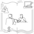 Concept visualization line icon drawing of business infographics