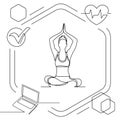 Concept visualization line icon drawing of lifestyle work life family balance