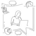 Concept visualization line icon drawing of lifestyle work life family balance for woman