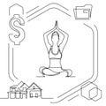 Concept visualization line icon drawing of lifestyle work life family balance for woman