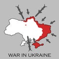Concept on the War in Ukraine . Aerial Bombing. No war in Ukraine. Save Ukraine. Pray for Ukraine peace. Eps10 Royalty Free Stock Photo