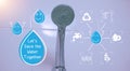 Concept : Water saving. Water drop icon and message help save water for the future. Water is life, the source of everything around Royalty Free Stock Photo