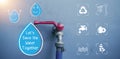 Concept : Water saving. Water drop icon and message help save water for the future. Water is life, the source of everything around Royalty Free Stock Photo