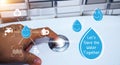 Concept : Water saving. Water drop icon and message help save water for the future. Water is life, the source of everything around Royalty Free Stock Photo