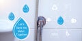 Concept : Water saving. Water drop icon and message help save water for the future. Water is life, the source of everything around Royalty Free Stock Photo