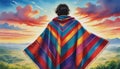 Watercolor Illustration Of Mexican Serape Poncho Background. Generative AI Royalty Free Stock Photo