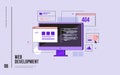 Concept of web development, programming, coding and web design. Monitor with program code on screen and open web pages. Royalty Free Stock Photo