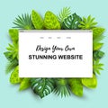 Concept of web page design for website with exotic tropical leaves