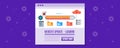 Website loading speed check - testing website performance on web, website management concept. Flat design vector banner. Royalty Free Stock Photo