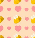 Concept of wedding cute pattern. Wedding pattern on colored background. Hearts and bells. Vector illustration. Design Royalty Free Stock Photo
