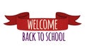 Concept welcome back to school text font banner isolated on white, vector illustration