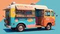 Whimsical Delights Celebrating National Creamsicle Day with a Colorful Ice Cream Truck Ill.AI Generated