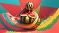 Whimsical Delights An Illustration Celebrating the Vibrant Flavors of Watermelon Salsa on .AI Generated