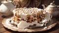 Whimsical Elegance Powdered Sugar Waffles for National Waffle Day.AI Generated