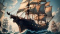 Whispers of the Sea A Majestic Pirate Ship s Mast on Talk Like a Pirate Day.AI Generated
